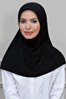 Siyah Pratik Hazır Geçmeli Tesettür Eşarp Sandy Kumaş Sade 1600_01