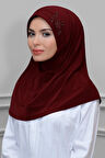 Bordo Pratik Hazır Geçmeli Tesettür Eşarp Sandy Kumaş Elişi Çiçek İşlemeli Güllü 1602_16