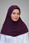 Mürdüm Pratik Hazır Geçmeli Tesettür Eşarp Sandy Kumaş İşlemeli İncili Taşlı 1605_07