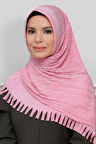 Pudra Pratik Hazır Geçmeli Tesettür Eşarp Fukuro Piliseli Saçaklı Lazer Kesim 1820_06