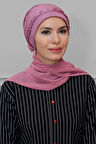 Gül Kurusu Pratik Hazır Geçmeli Tesettür Bone Fukuro Piliseli Örgülü Şifon Atkılı 1825A_18