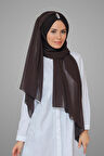 Kahve Arkadan Bağlamalı Şal Şifon Pileli Taşlı Elişi İşlemeli 1840_14
