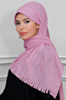 Pudra Arkadan Bağlamalı Tesettür Eşarp Kesik Elyaf Piliseli Saçaklı Lazer Kesim 1919_06