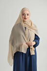 Bej Pratik Hazır Geçmeli Bone Şal Şifon Çapraz 2001_12