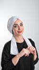 Beyaz Pratik Hazır Geçmeli Tesettür Bone Kesik Elyaf Sade 2111_42