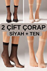 Kadın Fit 15 İnce Parlak 2li Tül Soket Çorap
