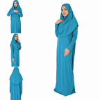 AÇIK PETROL MAVİ FERMUARSIZ NAMAZ ELBİSESİ