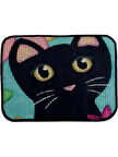 Renkli Desenli Elekli Kedi Tuvalet Önü Paspası 60 x 45 cm