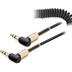 1 Metre 3.5mm Aux Kablo L Spiral Ses Aktarım Kablosu 90 Derece Yaylı 1m Aux Kablo