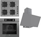 Ferre Fryart Ss Serisi Gri Set (SS208 + XE63CPR +D079 ) - Kare Emaye Izgara