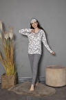 Tekten 0200 Çiçek Desenli Uzun Kollu Kadın Pijama Takımı 
