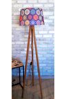 Mandala 3 Ayak Serisi ,ahşap Tripod Lambader( Mor Şapka / Açık Ceviz Ayak)
