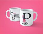 Kadınlar Gününe Özel P Harfli İsimli Baskılı Kupa Bardak