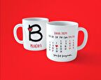 Sevgililer Gününe Özel B Harfi İsimli Takvimli Baskılı Kupa Bardak