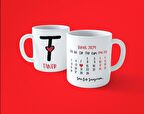 Sevgililer Gününe Özel T Harfi İsimli Takvimli Baskılı Kupa Bardak