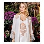 Jeremi 616 6'lı Dantelli Saten Uzun Gecelik Sabahlık Takımı