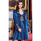 Jeremi 642 6'lı İpek Saten Dantelli Kısa Gecelik Sabahlık Takımı