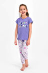 Roly Poly 2476 Kız Çocuk Enjoy Summer Mor Kısa Kol Pijama Takımı