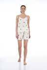 Estiva 22022 Kadın Yaprak Desenli Viskon Askılı Şortlu Pijama Takımı