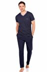 Pierre Cardin 5490 Erkek Pamuklu V Yaka Kısa Kol Yazlık Erkek Pijama Takımı