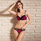 Anıl 4736 Kadın Balenli Destekli Dolgulu Askıları Çıkabilen Dantelli Sütyen Takım