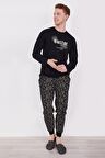 Arnetta 2302 Burst Of Energy Siyah Erkek Uzun Kol Pijama Takım