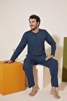 KLY 9230 Erkek Midi Yaka Pijama Takım