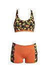 Ruko Maio 24158-3 Kız Çocuk Desenli Freeset Şortlu Bikini