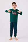 Arnetta 3131 Noel Let İt Snow Erkek Çocuk Yeşil Uzun Kol Pijama Takım