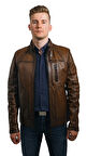 Gölgeli Kahve Hakiki Deri Erkek Ceketi Thor 