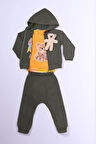 ERKEK ÇOCUK 3'LÜ TAKIM AYICIK BASKILI KAPŞONLU FERMUARLI B65