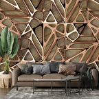 3 Boyutlu Bronz Ahşap Duvar Kağıdı Baskı