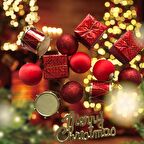 Noel Seti Asılı Yılbaşı Çam Ağacı Süsü Karışık Kırmızı Yılbaşı Ağacı Süsleme Noel Ağaç Süsleri 12 Li