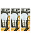 (3 Adet) Heka 2W (14W) 3000K (Sarı Işık) E14 Duylu (İnce Duy) Dim Edilebilir Soft Led Mini Ampul