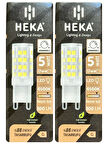 (2 Adet) Heka 5W (37W) 6500K (Beyaz Işık) G9 Duylu Dim Edilebilir Led Kapsül Ampul