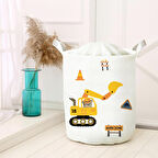 Beyaz Bebek Çocuk Odası Katlanabilir Kirli Çamaşır ve Oyuncak Sepeti Model 0006