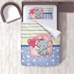 Mavi Bebek, Çocuk Odası Micro Pamuk Saten Tek Kişilik Nevresim Takımı Model 0018