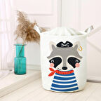 Beyaz Bebek Çocuk Odası Katlanabilir Kirli Çamaşır ve Oyuncak Sepeti Model 0028