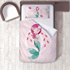 Pembe Bebek, Çocuk Odası Micro Pamuk Saten Tek Kişilik Nevresim Takımı Model 0034