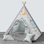 Açık Gri Bebek, Çocuk Odası Minderli/Mindersiz Oyun Evi, Çadırı Model 0043
