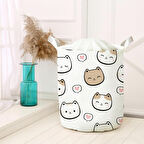 Beyaz Bebek Çocuk Odası Katlanabilir Kirli Çamaşır ve Oyuncak Sepeti Model 0062