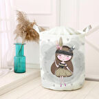 Beyaz Bebek Çocuk Odası Katlanabilir Kirli Çamaşır ve Oyuncak Sepeti Model 0096