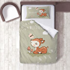 Yeşil Bebek, Çocuk Odası Micro Pamuk Saten Tek Kişilik Nevresim Takımı Model 0186