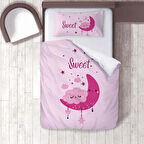 Pembe Bebek, Çocuk Odası Micro Pamuk Saten Tek Kişilik Nevresim Takımı Model 0227