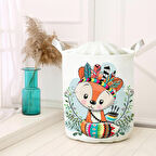 Beyaz Bebek Çocuk Odası Katlanabilir Kirli Çamaşır ve Oyuncak Sepeti Model 0231