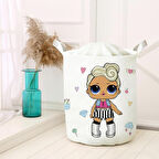 Beyaz Bebek Çocuk Odası Katlanabilir Kirli Çamaşır ve Oyuncak Sepeti Model 0262