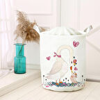 Beyaz Bebek Çocuk Odası Katlanabilir Kirli Çamaşır ve Oyuncak Sepeti Model 1339