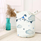 Beyaz Bebek Çocuk Odası Katlanabilir Kirli Çamaşır ve Oyuncak Sepeti Model 40029