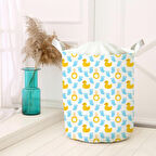 Beyaz Bebek Çocuk Odası Katlanabilir Kirli Çamaşır ve Oyuncak Sepeti Model 40033