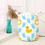 Beyaz Bebek Çocuk Odası Katlanabilir Kirli Çamaşır ve Oyuncak Sepeti Model 40033